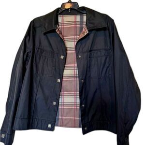 Men’s Utex Reversible Jacket Black Plaid Lined Size M Vintage Style Coat